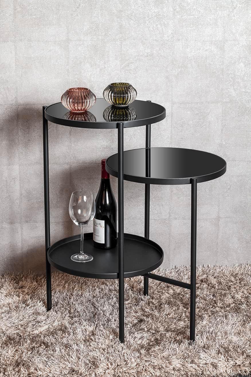 HAKU Möbel Beistelltisch, Metall, schwarz, B 56 x T 39 x H 71 cm
