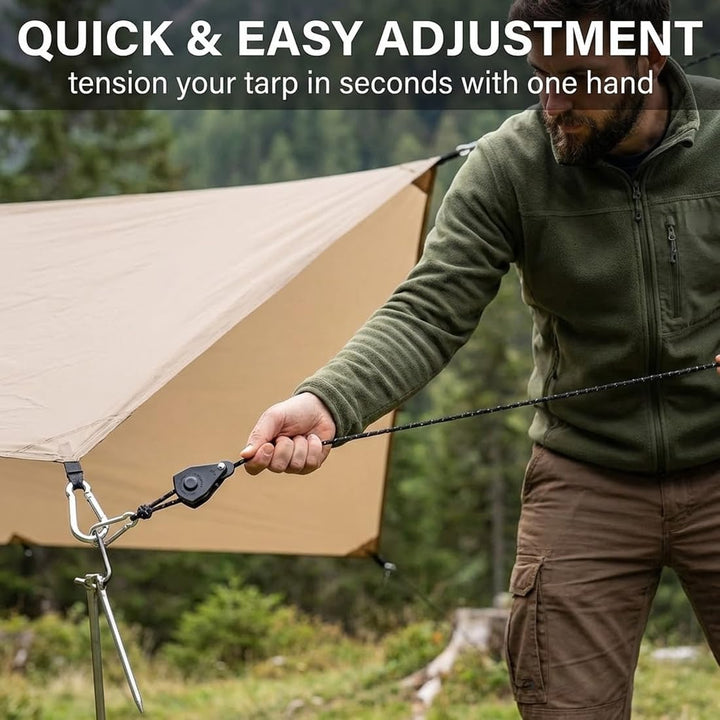 4er-Set verstellbare reflektierende Spannseile 4 m Seil 4 mm für Sonnensegel Befestigung Camping Zel