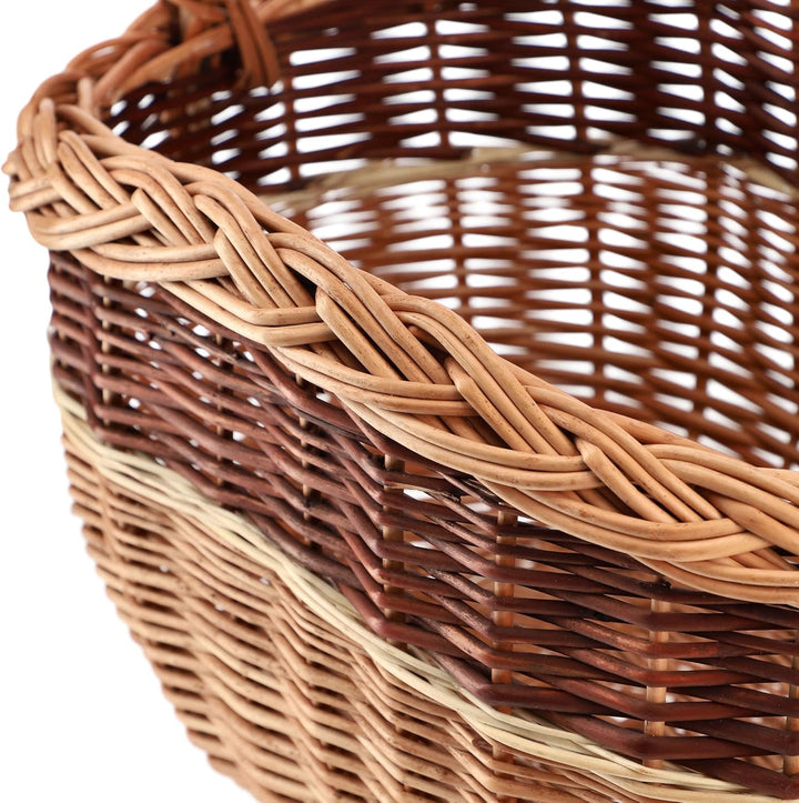 KADAX Weidenkorb für Pilze, Ovaler Korb zum Einkaufen, robuster Picknickkorb mit dem Henkelgriff, Fl
