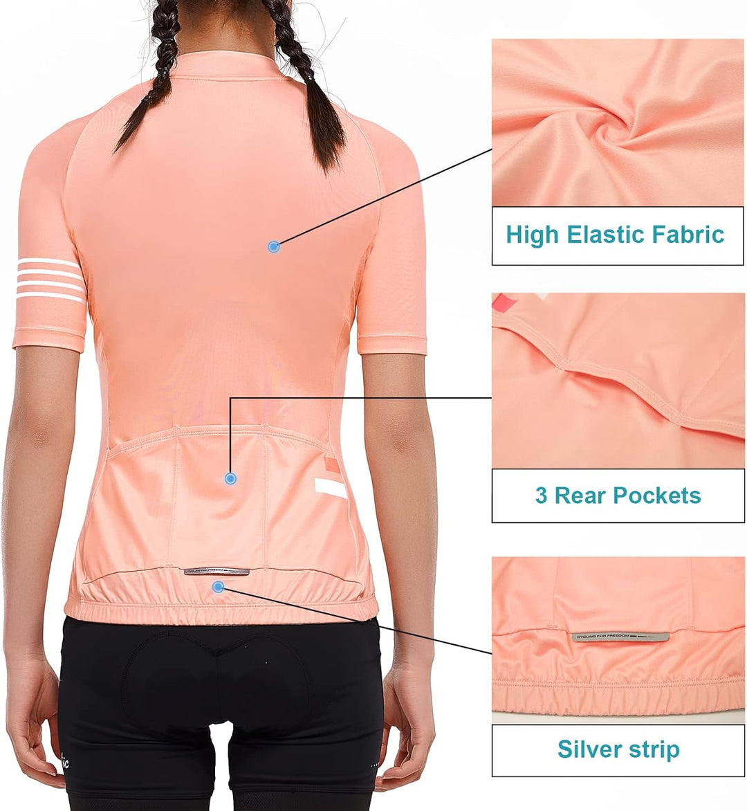 Santic Fahrradtrikot Damen Langarm Radtrikot Damen Fahrradshirt/Radshirt/Bikeshirt MTB mit Taschen X