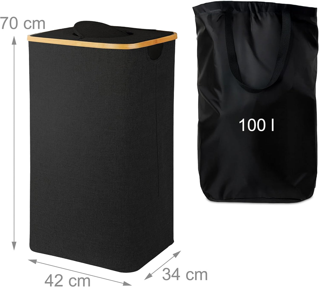 Relaxdays Pfandflaschen Sammelbehälter 100 l, HBT: 70 x 42 x 34 cm, Stoff, waschbar, Flaschensammler