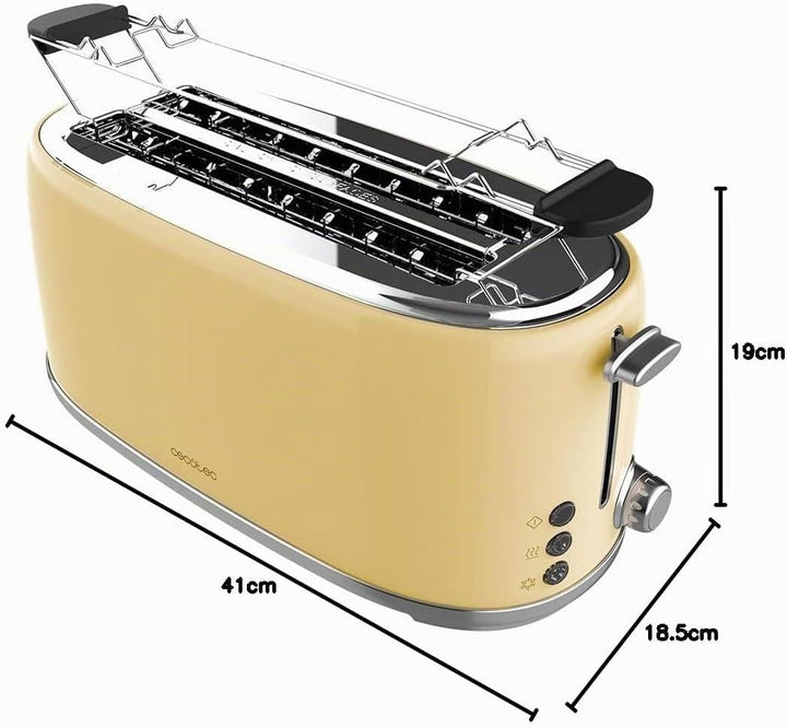 Cecotec Toaster Toast&amp;Taste 1600 Retro Double Beige, 4 Scheiben, 1630 W, 2 Schlitze mit 3,8 cm Breit