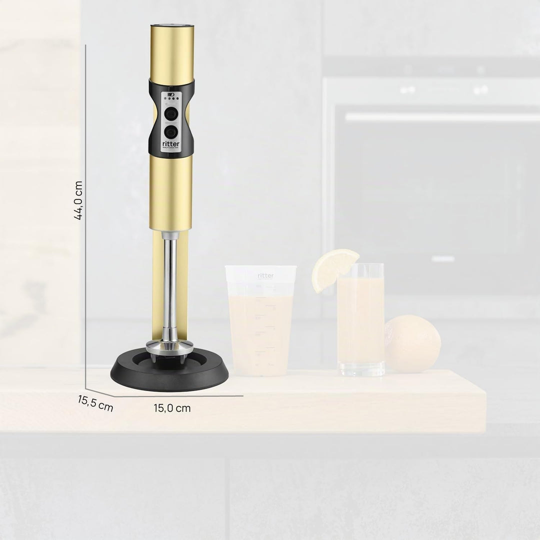 ritter stilo 7 kabelloser Stabmixer, Pürierstab mit Akku aus Vollmetall, Made in Germany, Gold