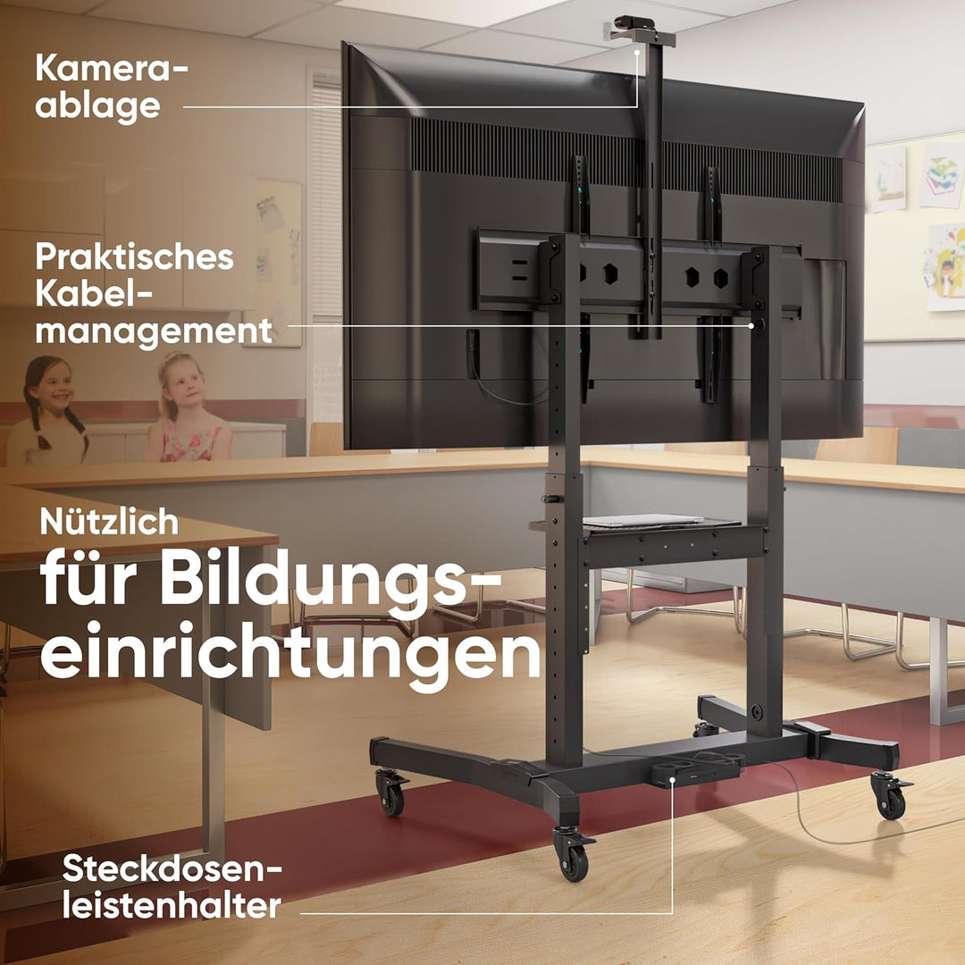 ONKRON TV Ständer rollbar für 50-100 Zoll TV bis zu 120 kg - TV Ständer höhenverstellbar & neigbar m