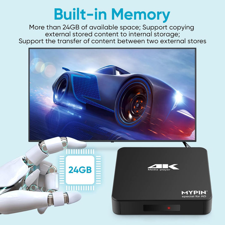 MYPIN 4K@60hz MP4 Media Player Unterstützt 8TB HDD/256G USB-Laufwerk/SD-Karte mit HDMI/AV-Ausgang fü