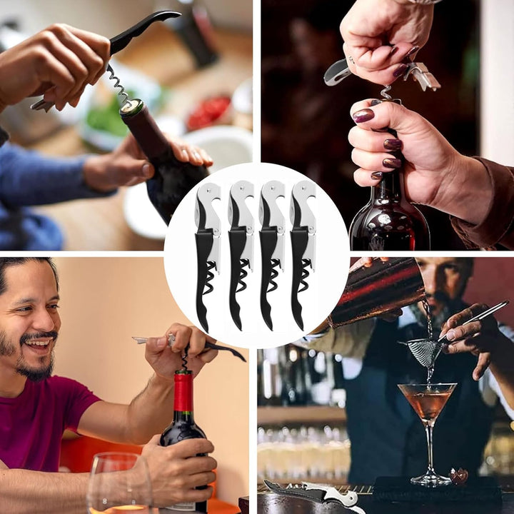 8 Stück Kellnermesser, 3-in-1 Flaschenöffner, Korkenzieher Edelstahl, Weinöffner für Sommeliers, Kel