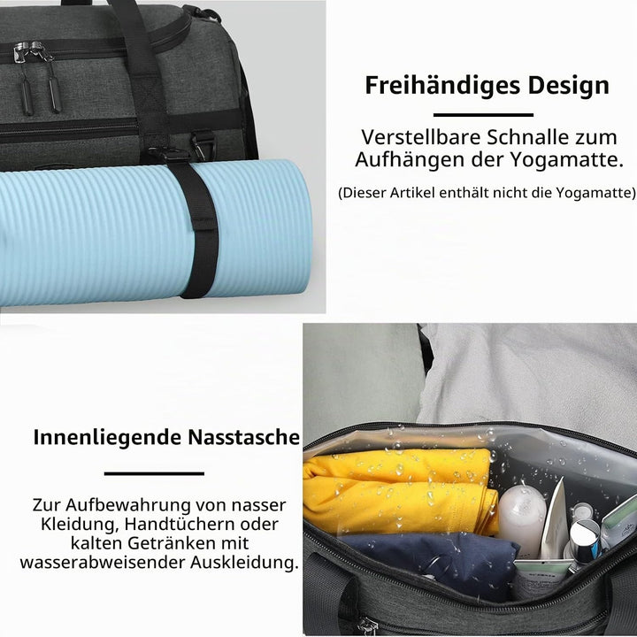 Lubardy Sporttasche Reisetasche Gross 55L Wasserdicht mit Sporthandtuch Schuhfach Nassfach Weekender