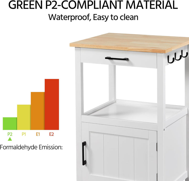 Yaheetech Servierwagen, Küchenwagen Holz, Flurschrank Sideboard Beistelltisch, Getränkewagen mit 4 R