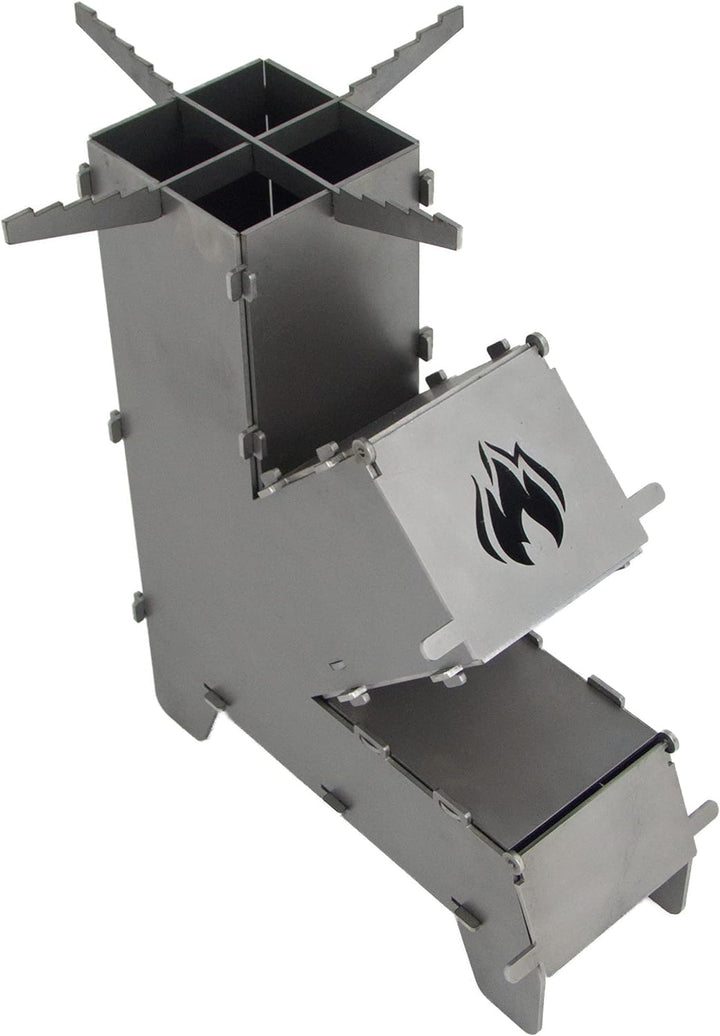 Fire World - Raketenofen - Rocket Stove - Stecksystem aus massivem 3 mm dickem Stahl - Feuerschale -