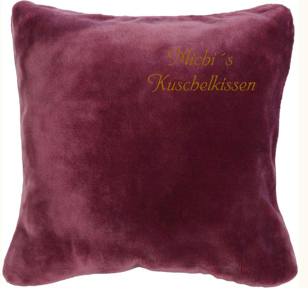 Kissen- Kuschelkissen mit Name Bestickt- 50 x 50 cm - Beere - Stickfarbe wählbar - Wunschtext indivi
