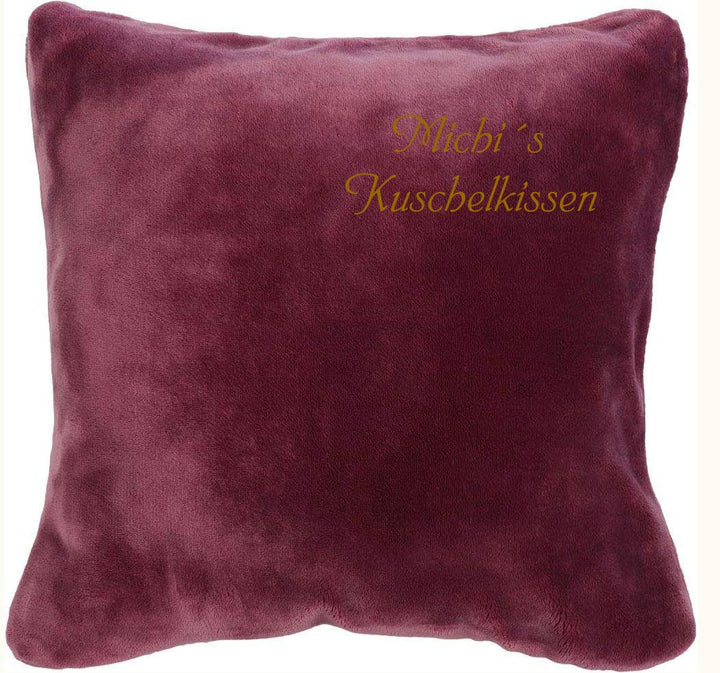 Kissen- Kuschelkissen mit Name Bestickt- 50 x 50 cm - Beere - Stickfarbe wählbar - Wunschtext indivi