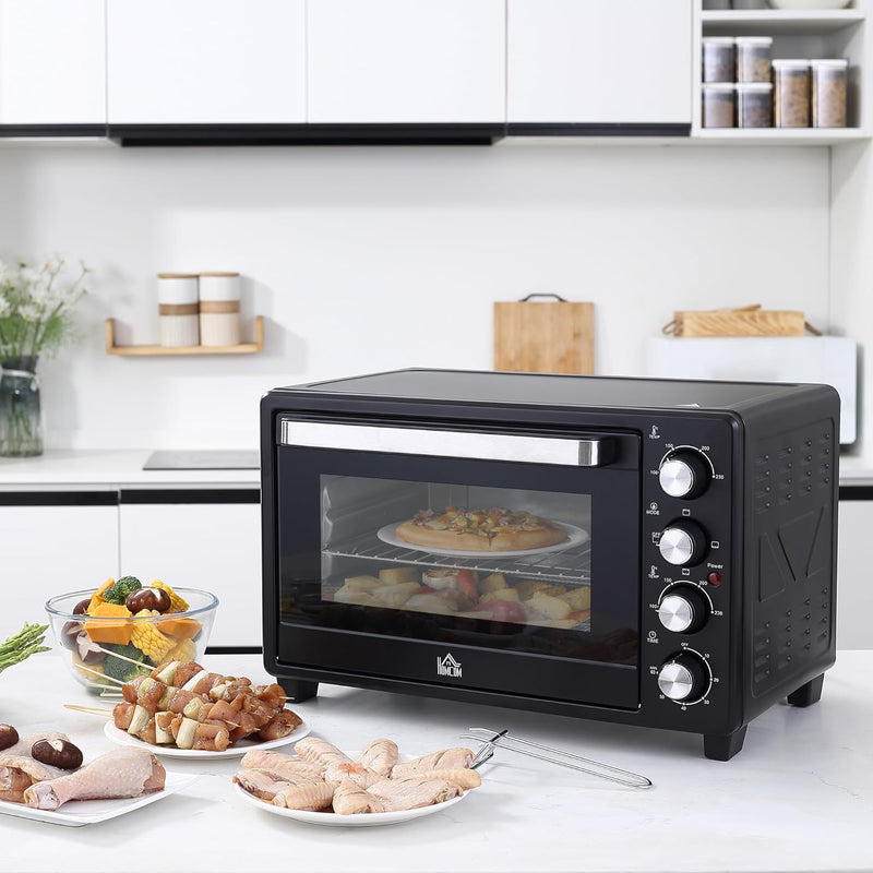 HOMCOM Mini Backofen 32L Mini Ofen mit Grillrost, Backblech, 3 Kochmodi 100 °C-230 °C einstellbare T