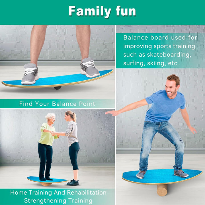 Balance Board Erwachsene,Gleichgewichtstraining - Balance Board Holz,Oberflächenbehandlung gegen Rut