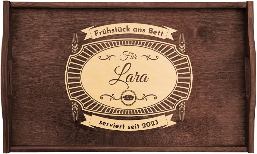 Maverton Serviertisch mit Gravur - personalisiert - Snack-Tablett mit Griffen - klappbare Beine - er
