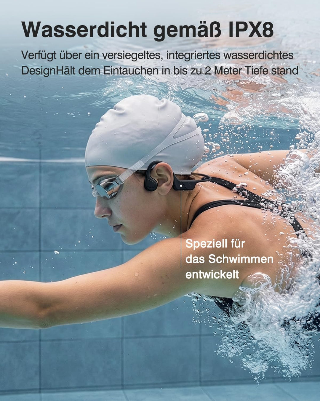 Knochenschall Kopfhörer Schwimmen Bluetooth 6.0, 32GB Speicher | IPX8 Wasserdichter Kopfhörer mit MP
