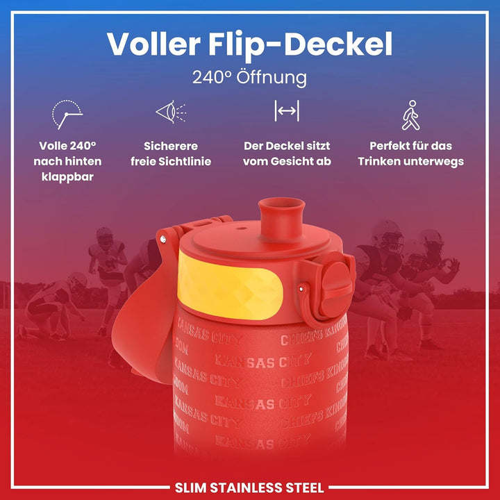 ion8 NFL Edelstahl-Trinkflasche, Auslaufsicher, Einhandöffnung, Sichere Verriegelung, Spülmaschinenf