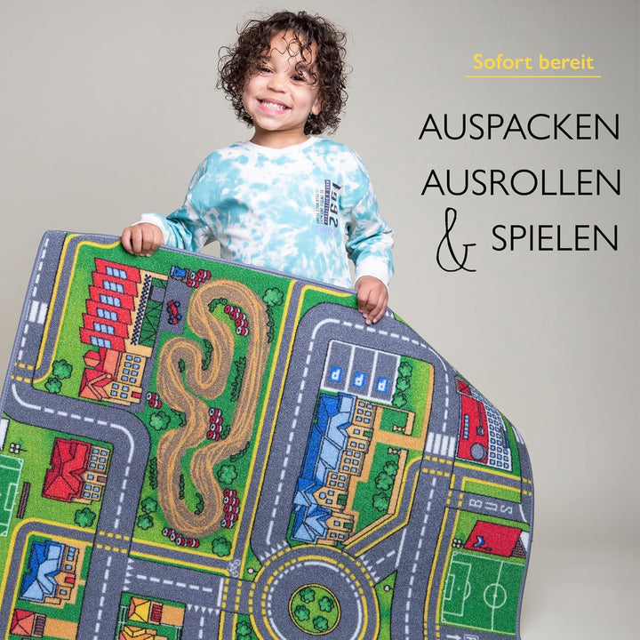 Carpet Studio Teppich Kinderzimmer 95x200cm, Kinderteppich, Spielteppich Strasse Jungen & Mädchen, T