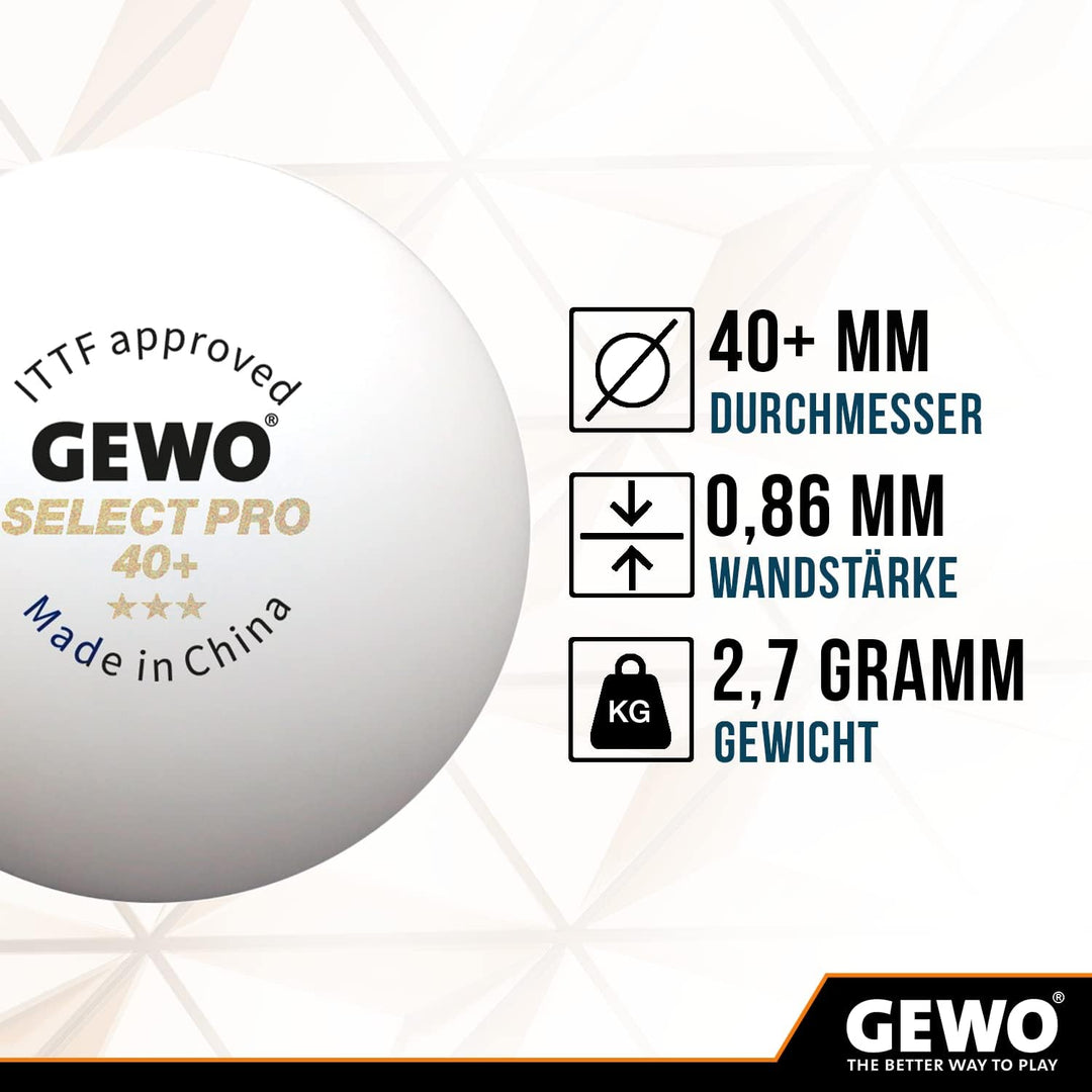 GEWO Select Pro 40+ Tischtennisball 72 Stück Weiss, 72 Stück Weiss