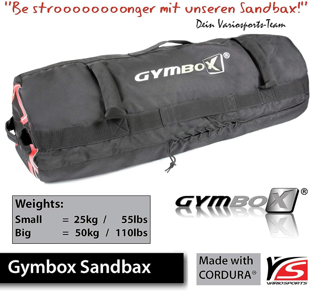 GYMBOX Professioneller Sandbag mit Poster Funktionelles Training 25kg/50kg flexibel befüllbare Gewic