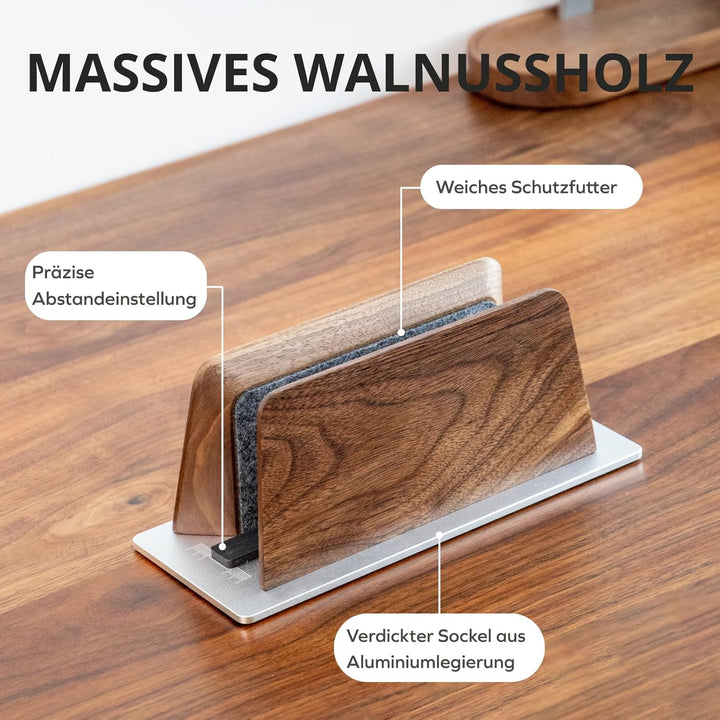 muso wood Laptop Ständer Vertikal - Aluminium und Walnussholz Vertical Laptop Stand Laptop Ständer V