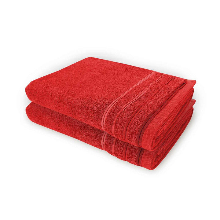 WohnDirect Duschtuch Set 2 teilig - 2 Badetücher (70x140) - Frottee 100% Baumwolle - Rot 2 Badetüche