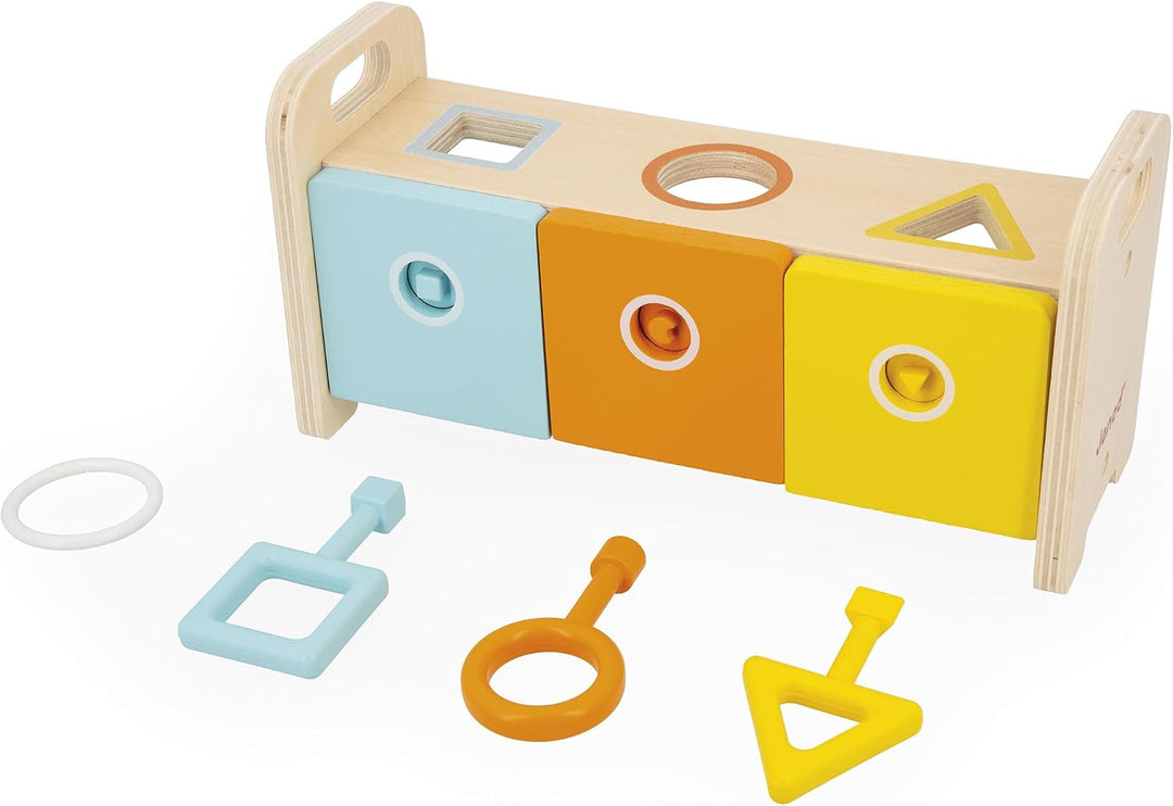 Janod - Essentiel - Der Schlüsselkasten - 2-in-1 Lernspiel aus Holz Babys und Kleinkinder - Erlernen