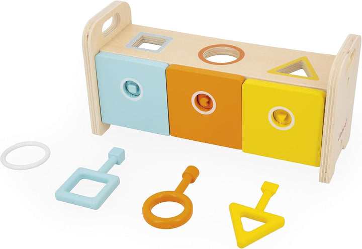 Janod - Essentiel - Der Schlüsselkasten - 2-in-1 Lernspiel aus Holz Babys und Kleinkinder - Erlernen