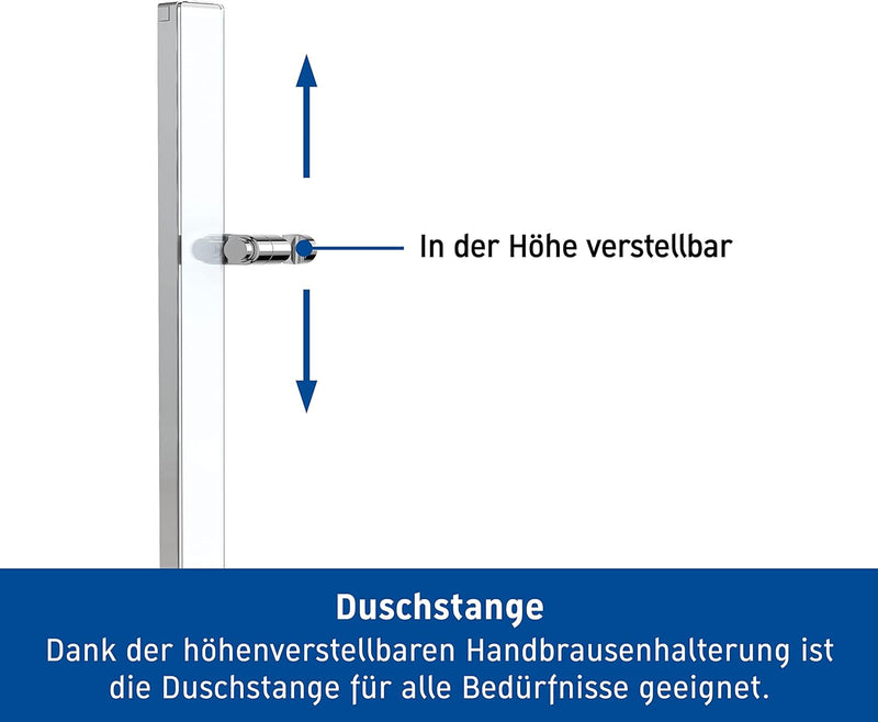 Duravit Universal Duschstange, Brausestange mit höhenverstellbarer Handbrausehalterung, variable Dus