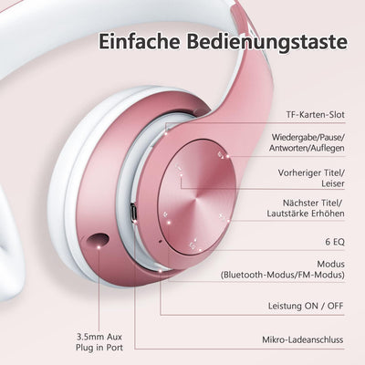 Lankey Sound Kopfhörer Kabellos Bluetooth, 60 Stunden Spielzeit, Leichter Bluetooth Kopfhörer Over E