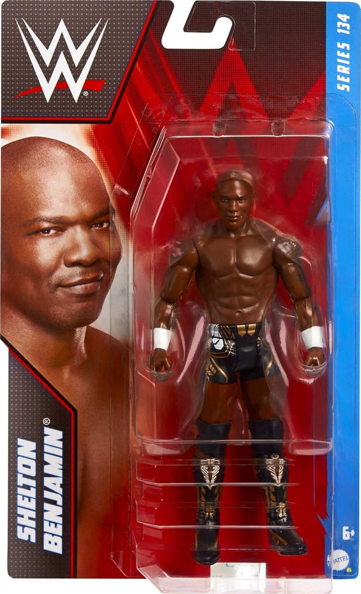 Mattel WWE Basic Actionfigur, Shelton Benjamin, bewegliches 15,2 cm grosses Sammlerstück für Kinder