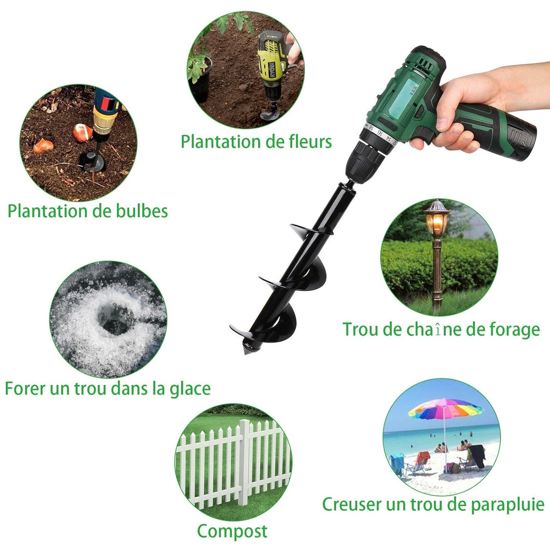 SENENQU 3 Stück Gartenbohrer Erdbohrer Ø80mm × 300mm + Ø40mm × 420mm + Ø40mm × 220mm Garten Erdbohre