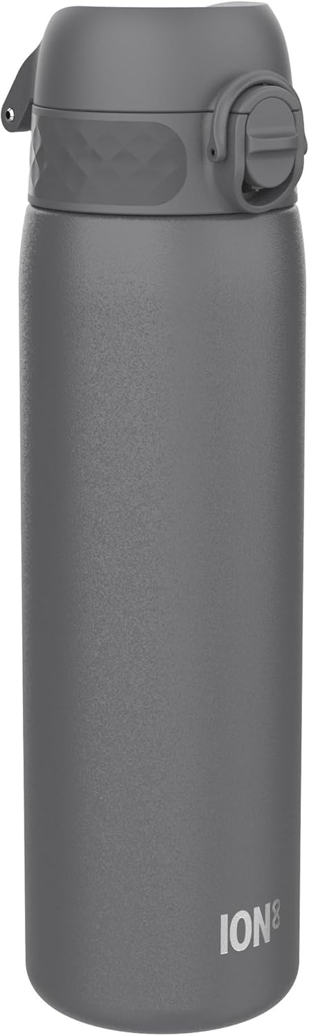 Ion8 Stahl-Trinkflasche, 600 ml, Auslaufsicher, Einhandöffnung, Sichere Verriegelung, Spülmaschinenf