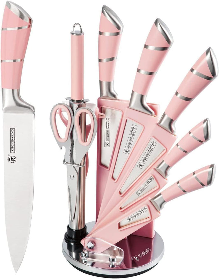 Küchenmesser-Set,9-Stücke Rosa Sharp Non-Stick beschichtet Chef Messer Block Set, Edelstahl Messer S