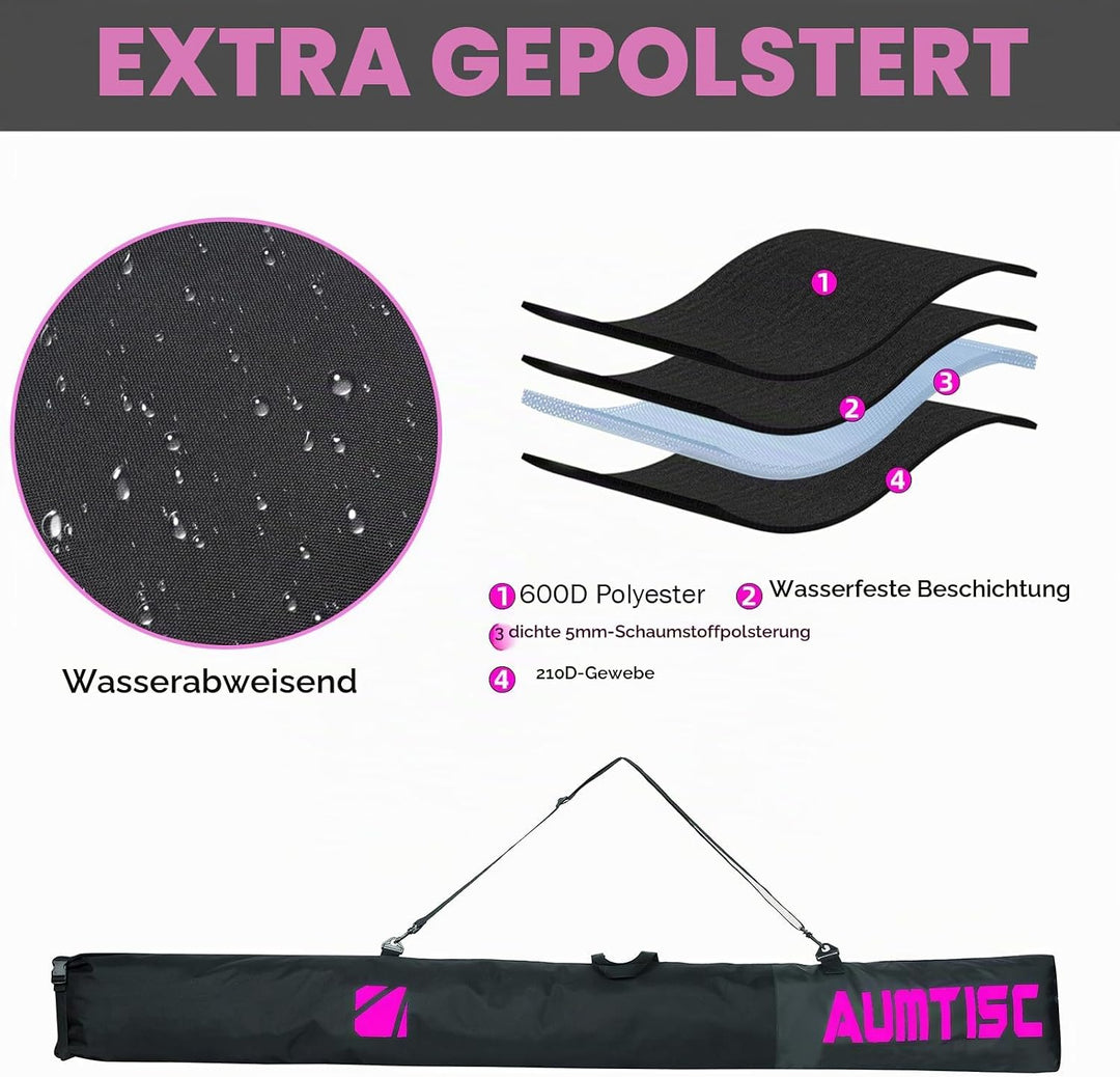 AUMTISC Skitasche und Skischuhtasche Combo - Skitaschen für Flugreisen - gepolsterte Schneeskitasche