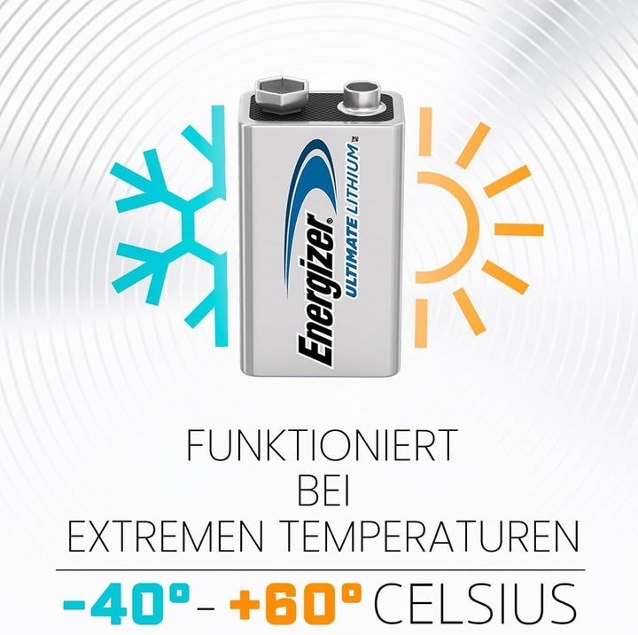 Energizer L522-8 Lithium Energizer Ultimate 9V Block Batterie 6LR61, 8er pack