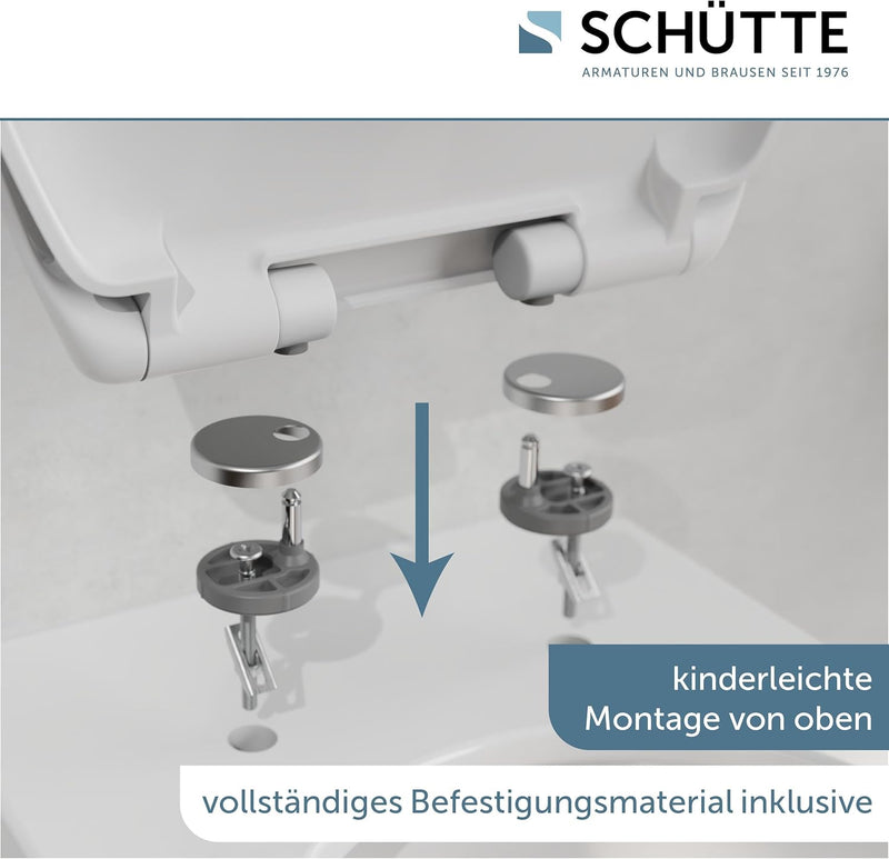 SCHÜTTE WC-Sitz mit Absenkautomatik, Abnehmbarer Klodeckel aus bruchsicherem Duroplast, Innovative D