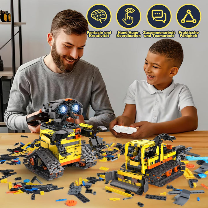 Technic Roboter Bauspielzeug Bausatz, 688PCS 5-IN-1 RC Roboter und Auto, Ferngesteuert und App Robot