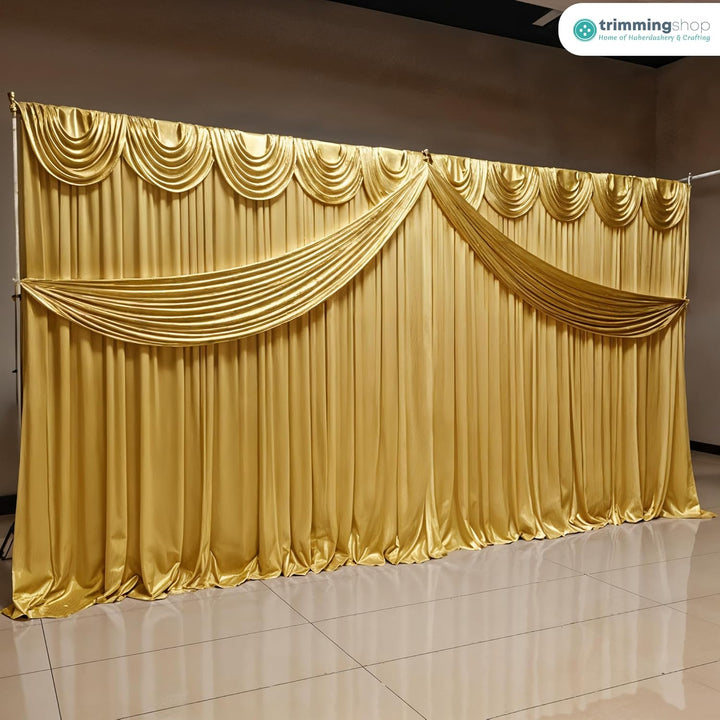 Trimming Shop Vorhang Swag Gold Ice Silk Abnehmbare Girlande für Vorhänge 3 Meter Hintergrund Girlan