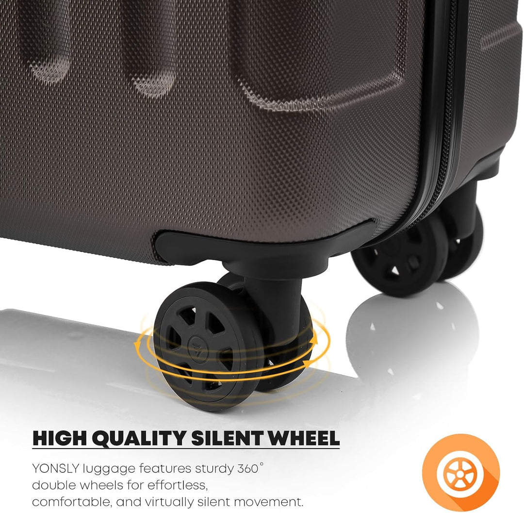 Koffer Suitcase M Braun, Trolley Reisekoffer, Rollkoffer Handgepäck, Kabinenkoffer mit 4 Rollen 360°