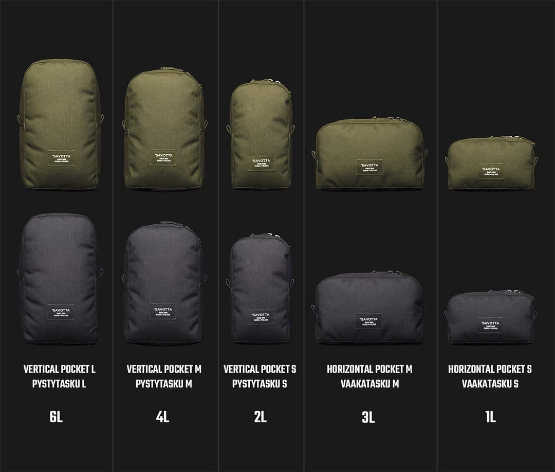 Savotta Verticale L - Zusatztasche für Rucksack - 4L - 1000D Cordura PU Beschichtung Oliv, Oliv