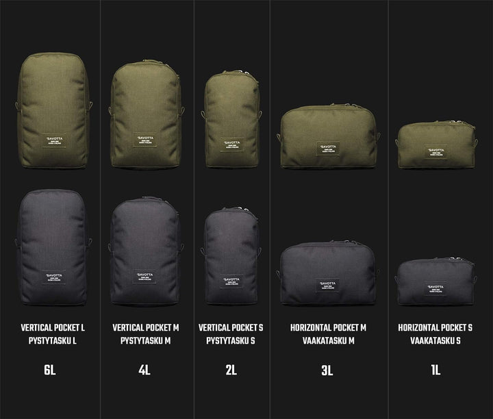 Savotta Verticale L - Zusatztasche für Rucksack - 4L - 1000D Cordura PU Beschichtung Oliv, Oliv