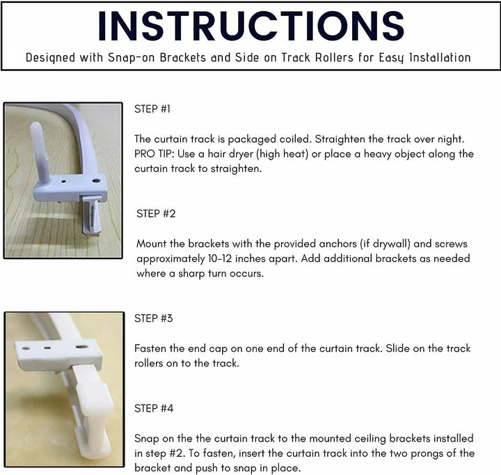 Xnuoyo Flexible Biegbare Decken-Vorhangschiene, 3 Meter Gebogene Vorhangschiene, Metall-Legierung Ra