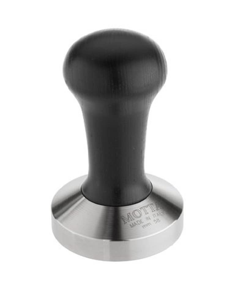 Motta 8100/B Tamper aus Edelstahl, planar mit schwarzem Echtholzgriff, 58 mm, Schwarz