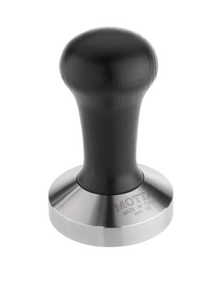 Motta 8100/B Tamper aus Edelstahl, planar mit schwarzem Echtholzgriff, 58 mm, Schwarz