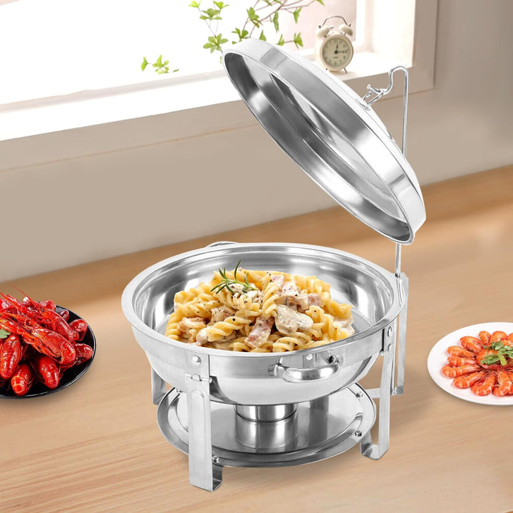 7,5L Edelstahl Chafing Dish, Runder Speisewärmer 360mm, Runde Edelstahl Chafing Dish mit Deckel, Pro