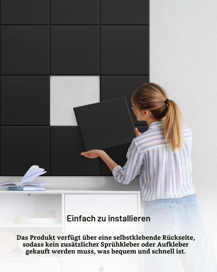 Akustikplatten Selbstklebend 12 Stück Schalldämmung Schallschutz Wand Hohe Dichte Polyester Akustikp