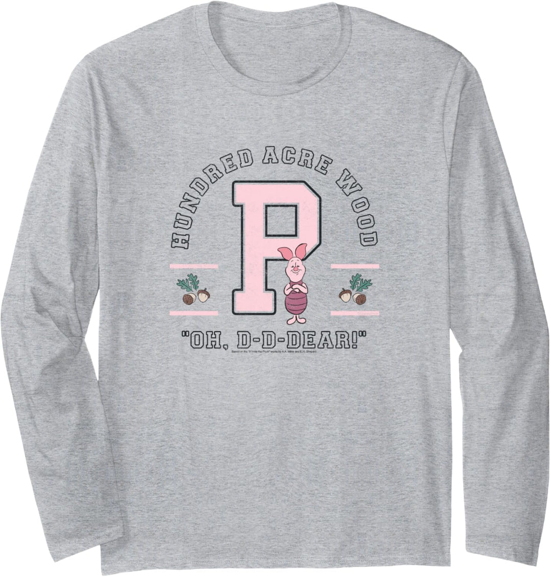 Disney Winnie The Pooh Piglet Collegiate Oh D-D-Dear! Langarmshirt