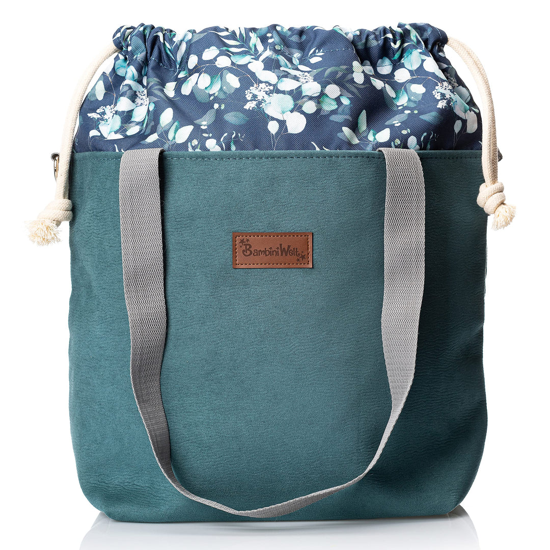 BAMBINIWELT Wickeltasche Schultertasche Shopper Babytasche Windeltasche aus LEDER für Kinderwagen Bu