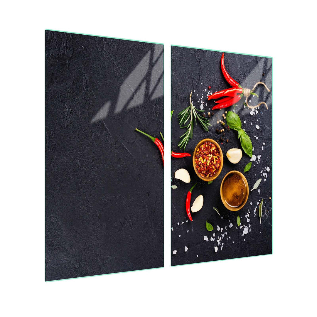 SFArt Herdabdeckung Glas – Gehärtetes Glas Schneidebrett & Ceranfeld Abdeckplatte 2 Teilig 35x52– Hy