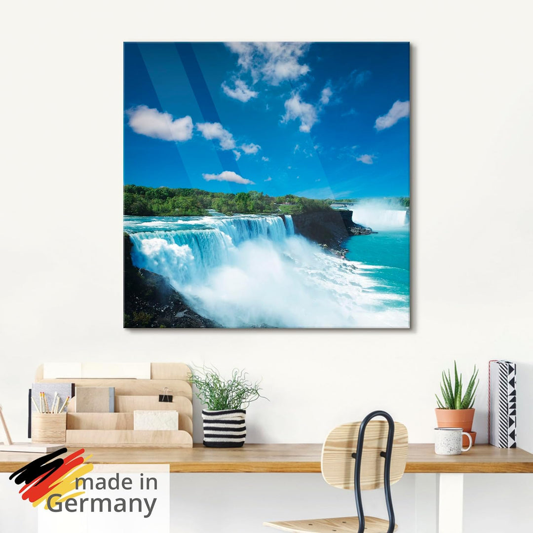 Glasbilder Wandbild Glas Bild einteilig 80x60 cm Querformat Natur Landschaft Wasserfall Niagara Fäll